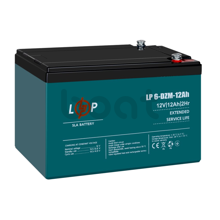 Тяговий свинцево-кислотний AGM акумулятор LogicPower LP 6-DZM-12 Ah - зображення №1