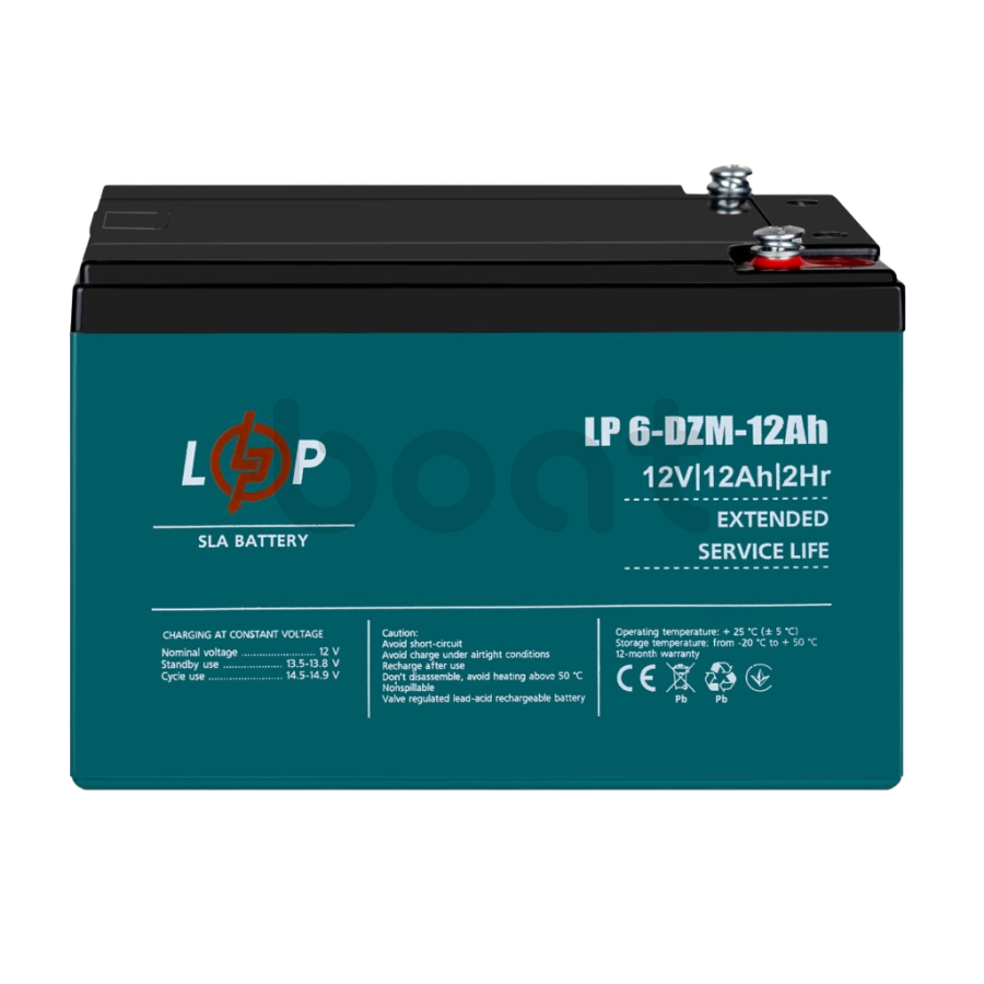 Тяговий свинцево-кислотний AGM акумулятор LogicPower LP 6-DZM-12 Ah - зображення №2