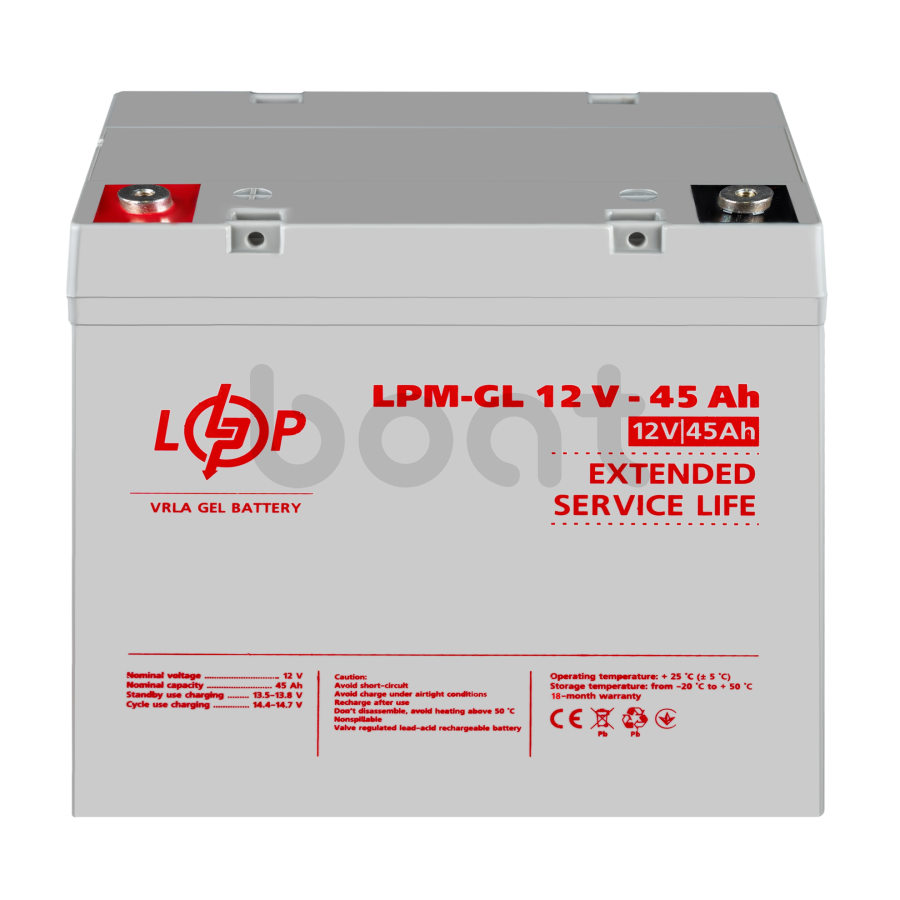 Акумулятор гелевий LogicPower LPM-GL 12V - 45 Ah - зображення №2