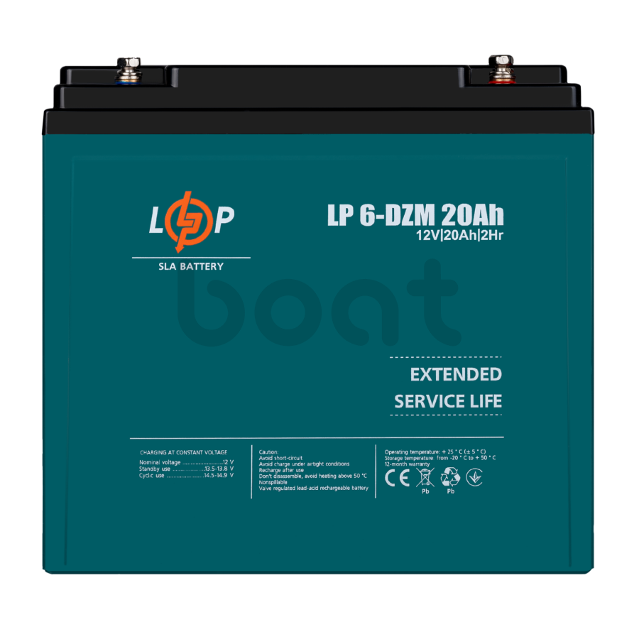 Тяговий свинцево-кислотний AGM акумулятор LogicPower LP 6-DZM-20 Ah - зображення №1