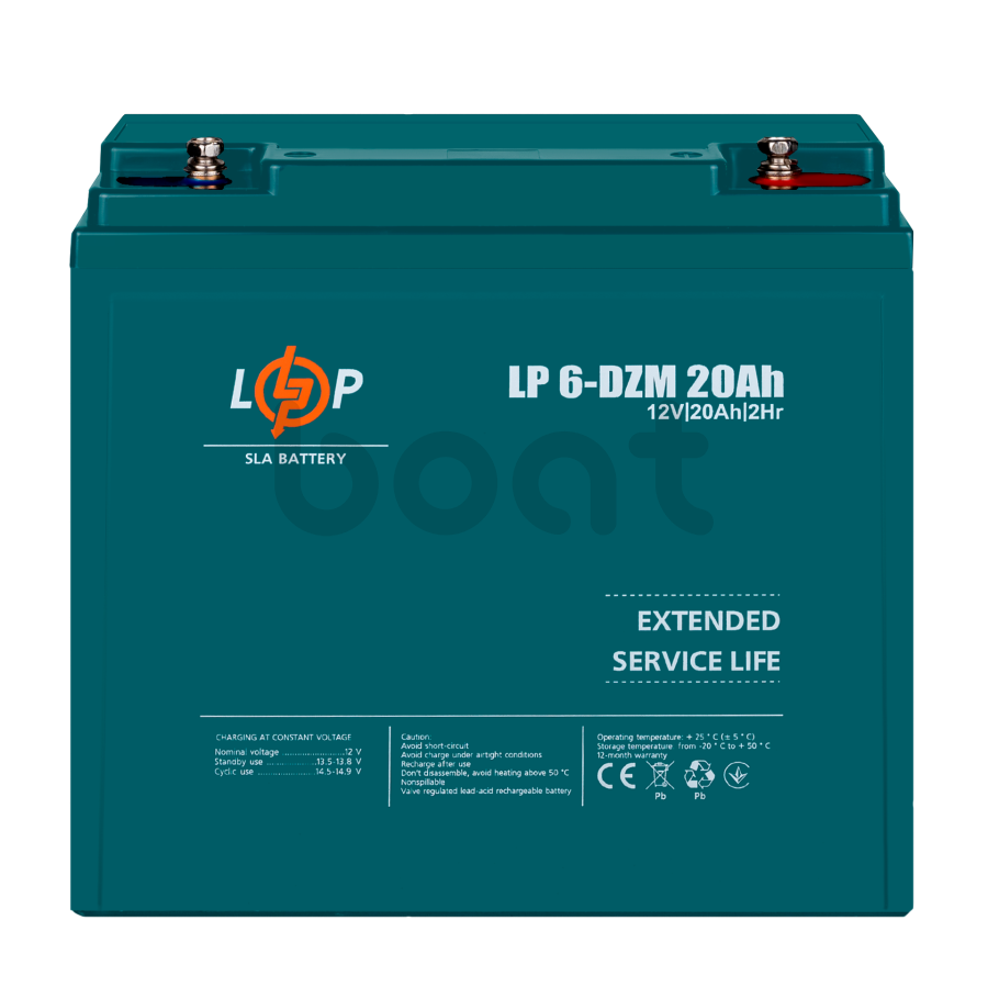 Тяговий свинцево-кислотний AGM акумулятор LogicPower LP 6-DZM-20 Ah - зображення №2