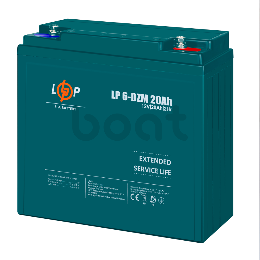 Тяговий свинцево-кислотний AGM акумулятор LogicPower LP 6-DZM-20 Ah - зображення №3