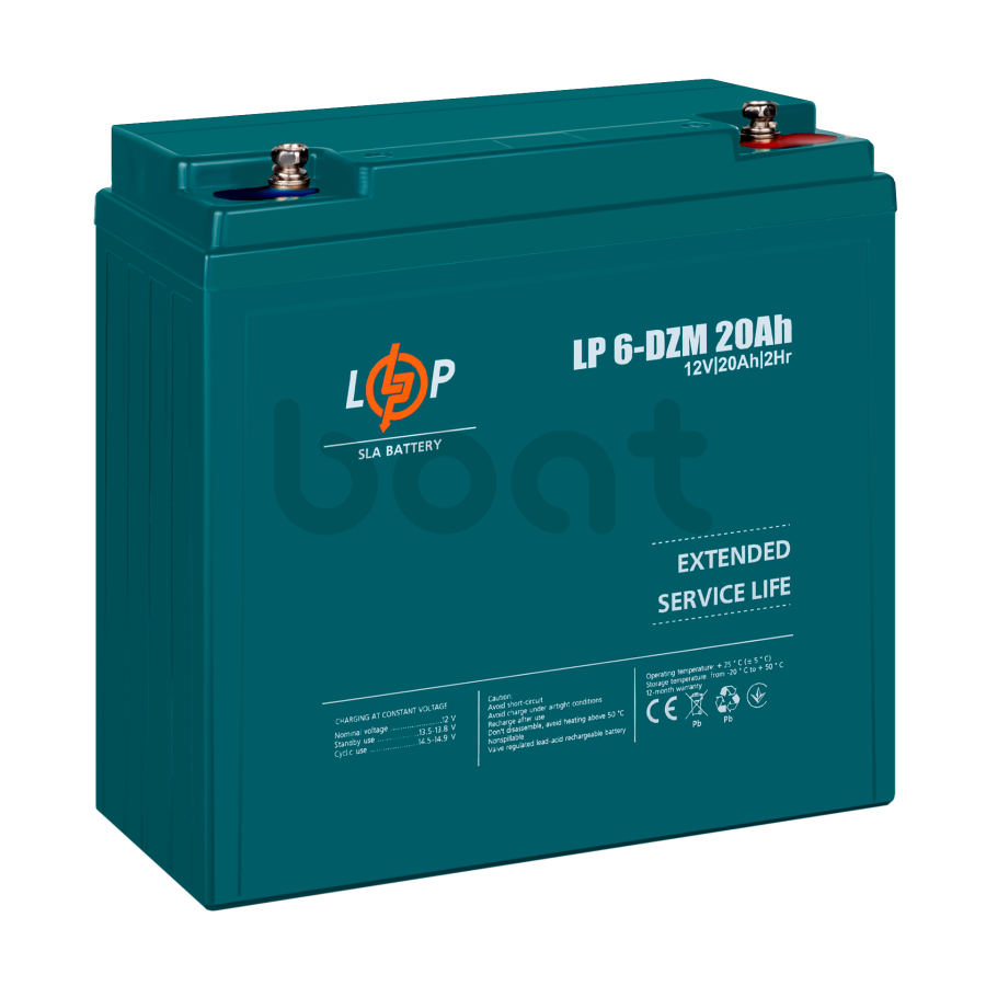 Тяговий свинцево-кислотний AGM акумулятор LogicPower LP 6-DZM-20 Ah - зображення №4