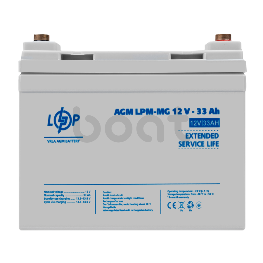 Акумулятор мультигелевий LogicPower LPM-MG 12V - 33 Ah + справа - зображення №1