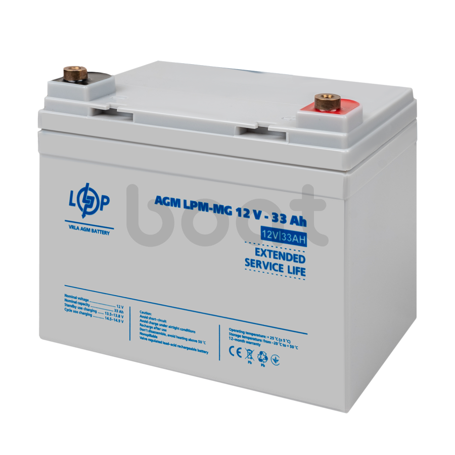 Акумулятор мультигелевий LogicPower LPM-MG 12V - 33 Ah + справа - зображення №3