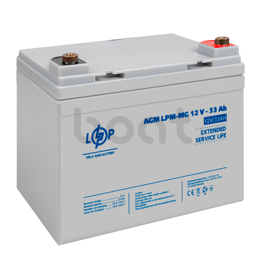 Акумулятор мультигелевий LogicPower LPM-MG 12V - 33 Ah + справа - зображення №4