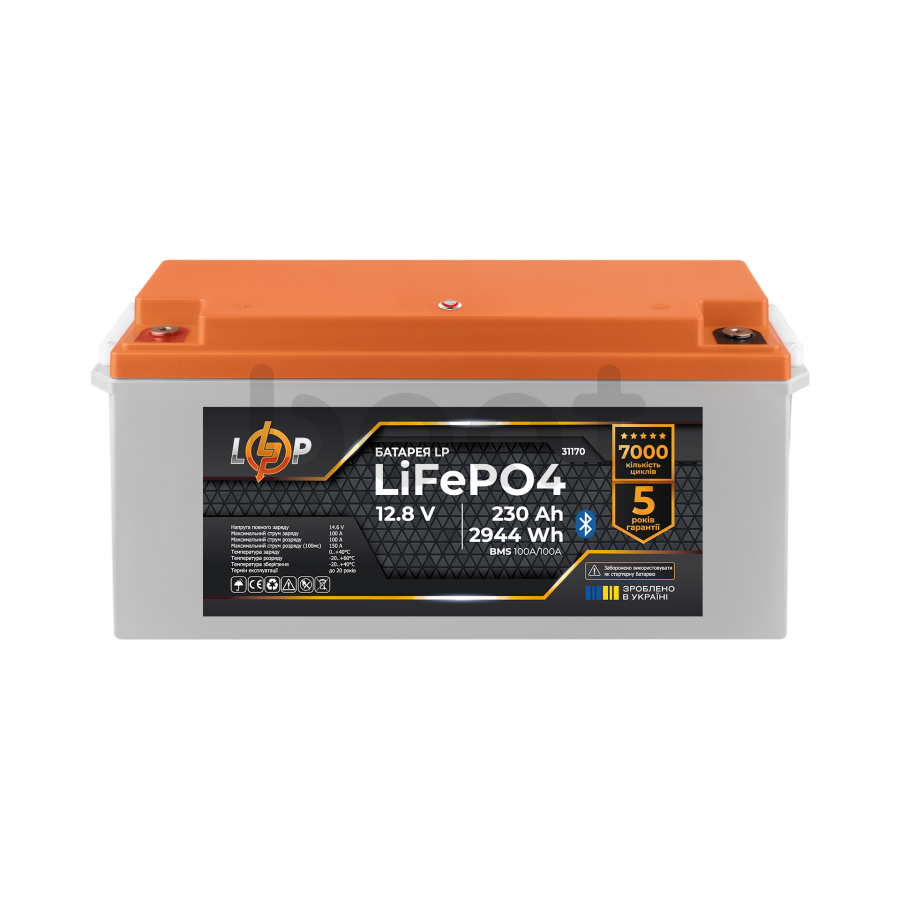 Акумулятор LogicPower LP LiFePO4 12,8V - 230 Ah (2944Wh) (BMS 100A/100А) пластик Smart BT - зображення №1
