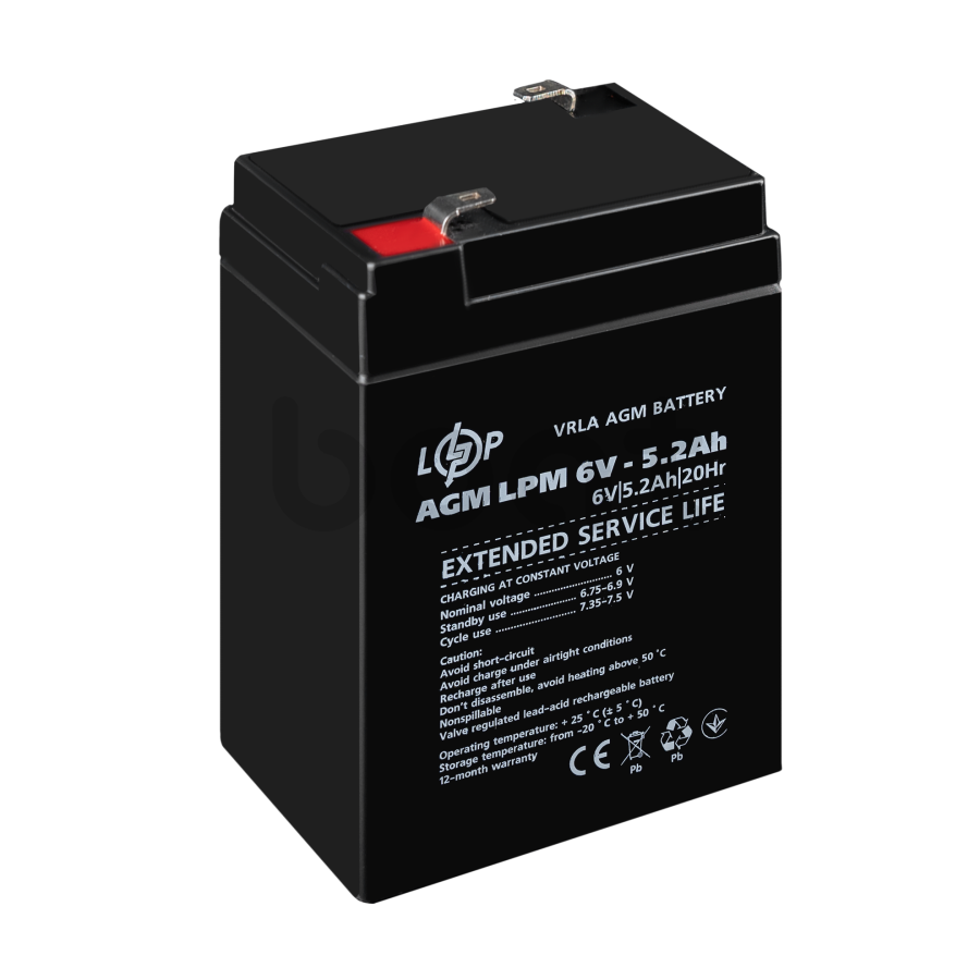 Акумулятор AGM LogicPower LPM 6V - 5.2 Ah - зображення №4