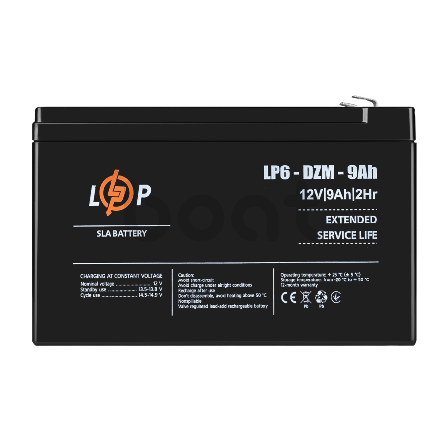 Тяговий свинцево-кислотний AGM акумулятор LogicPower LP 6-DZM-9 Ah - зображення №1
