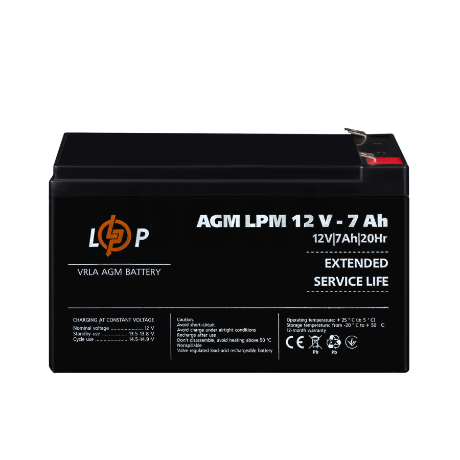 Акумулятор AGM LogicPower LPM 12V - 7 Ah - зображення №2