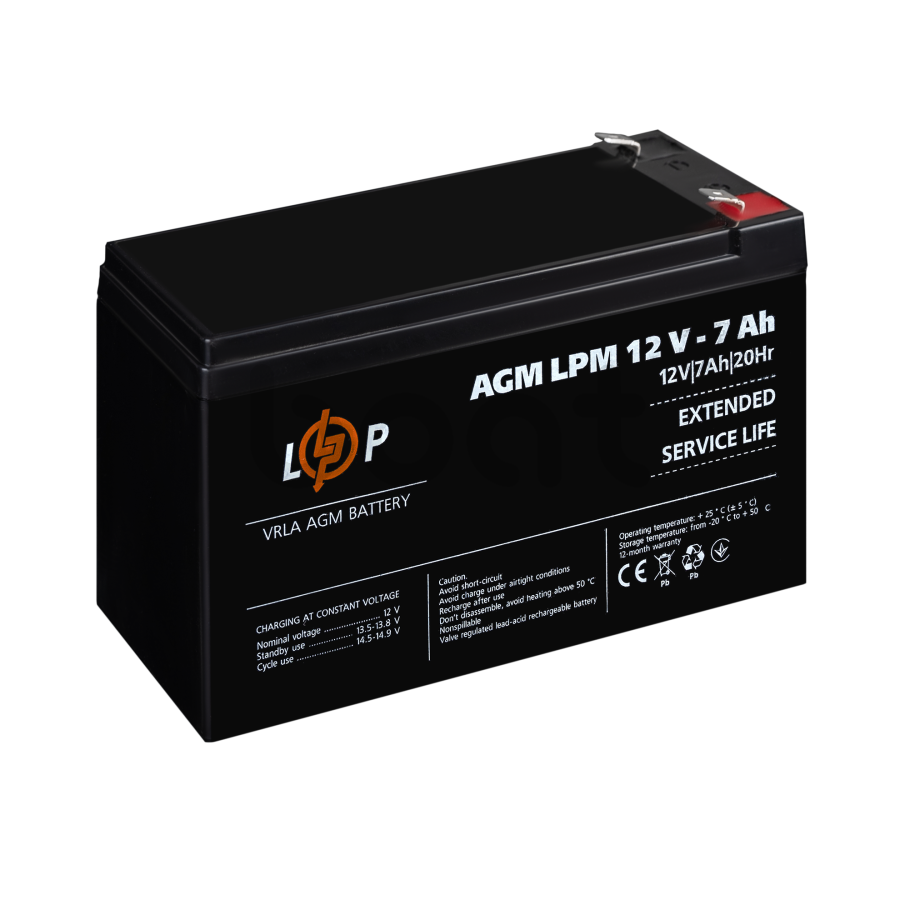 Акумулятор AGM LogicPower LPM 12V - 7 Ah - зображення №3