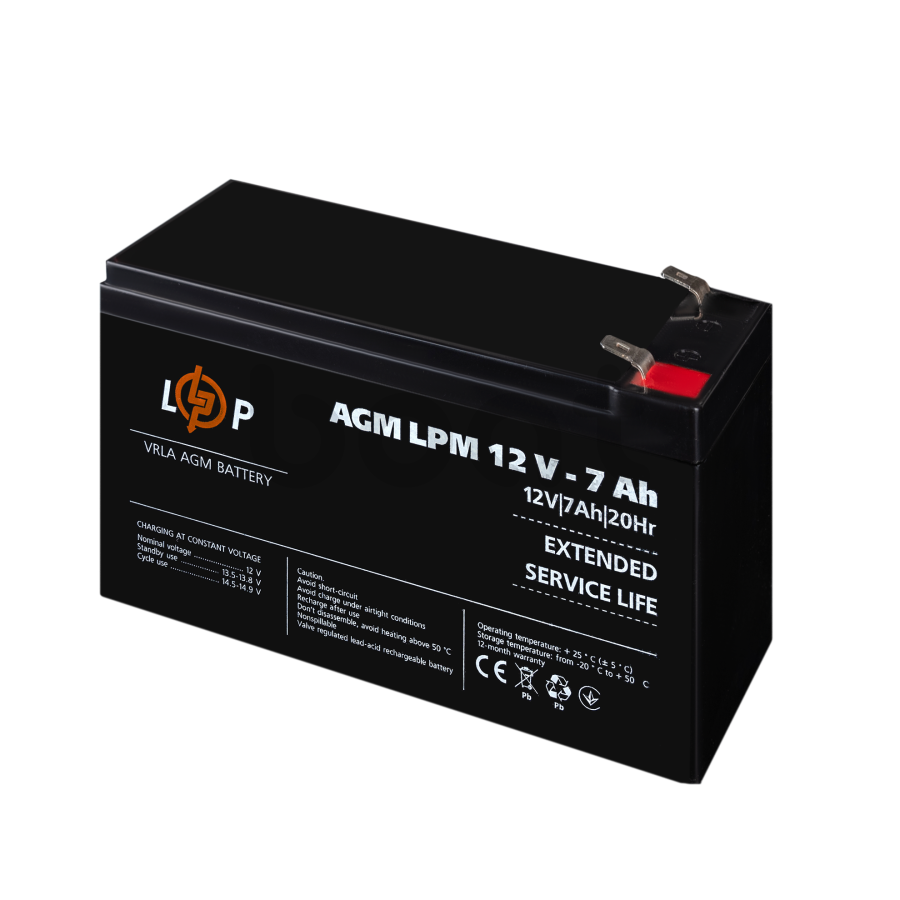 Акумулятор AGM LogicPower LPM 12V - 7 Ah - зображення №4