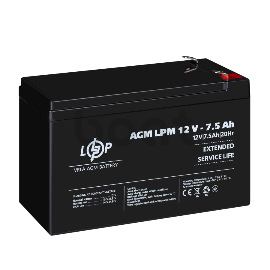Акумулятор AGM LogicPower LPM 12V - 7.5 Ah - зображення №4