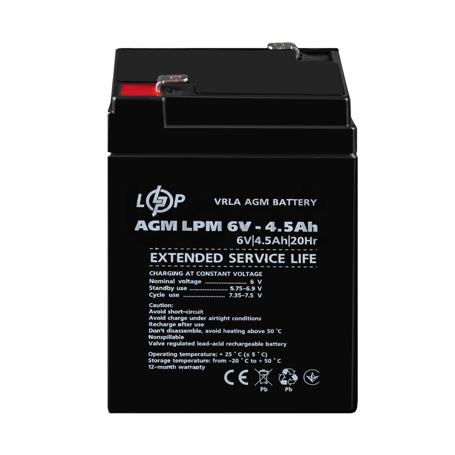 Аккумулятор AGM LogicPower LPM 6V - 4.5 Ah - изображение  №2