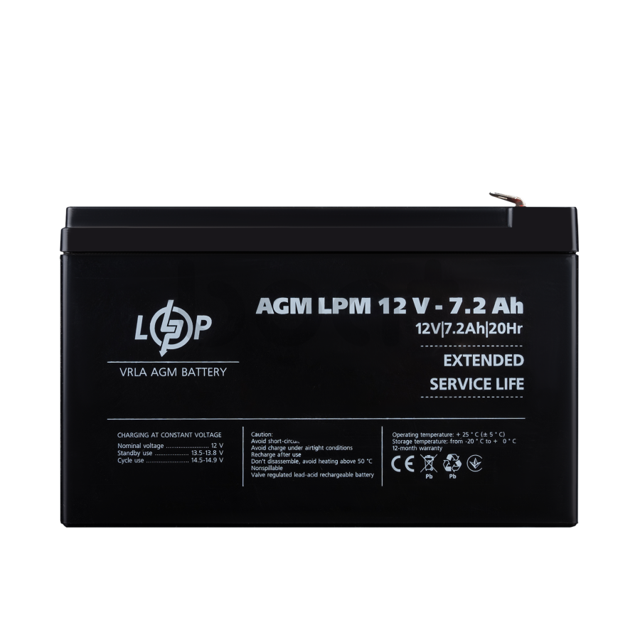 Аккумулятор AGM LogicPower LPM 12V - 7.2 Ah - изображение  №1