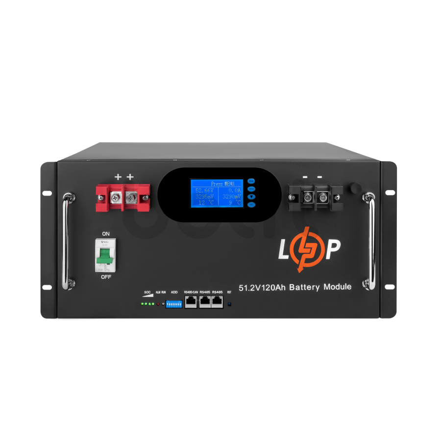 Акумулятор LogicPower LP LiFePO4 51,2V - 120 Ah 6000Wh (Smart BMS 100A) с LCD RM AB RS485/CAN - зображення №1