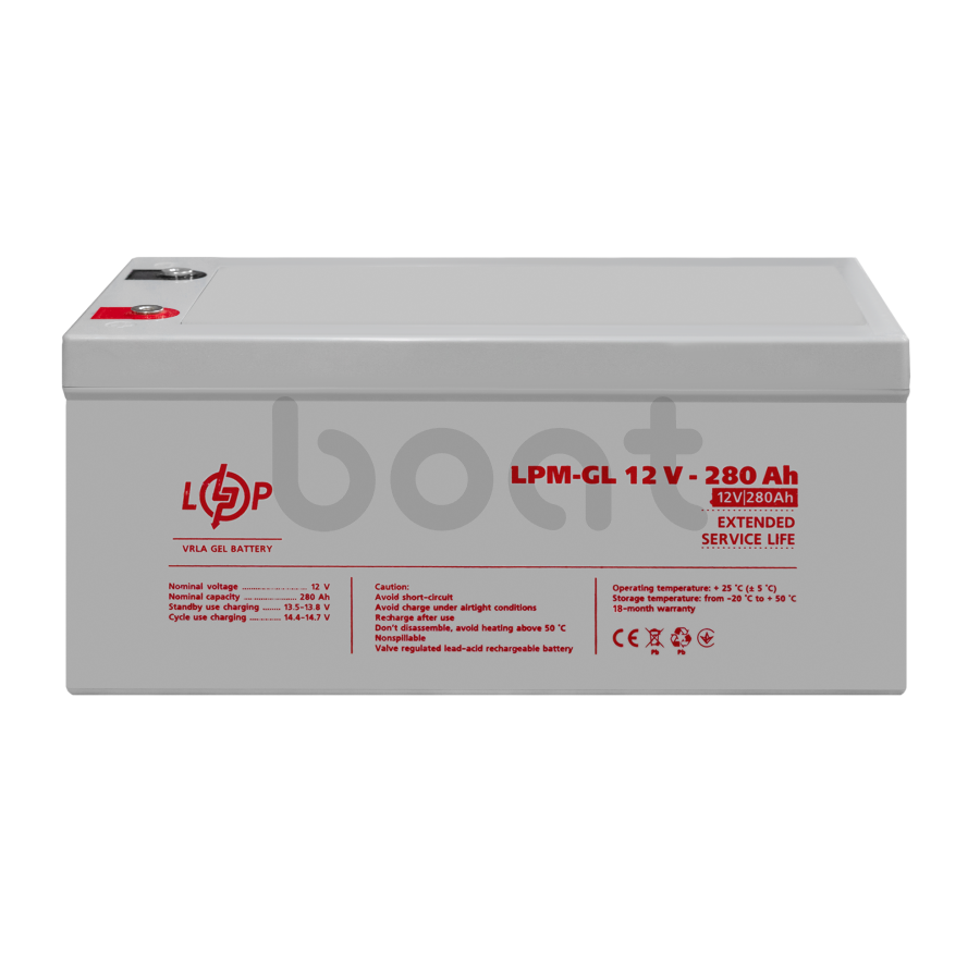 Акумулятор гелевий LogicPower LPM-GL 12V - 280 Ah - зображення №2