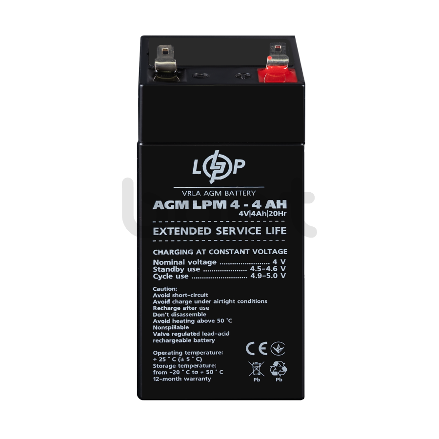 Акумулятор AGM LogicPower LPM 4V - 4 Ah - зображення №2