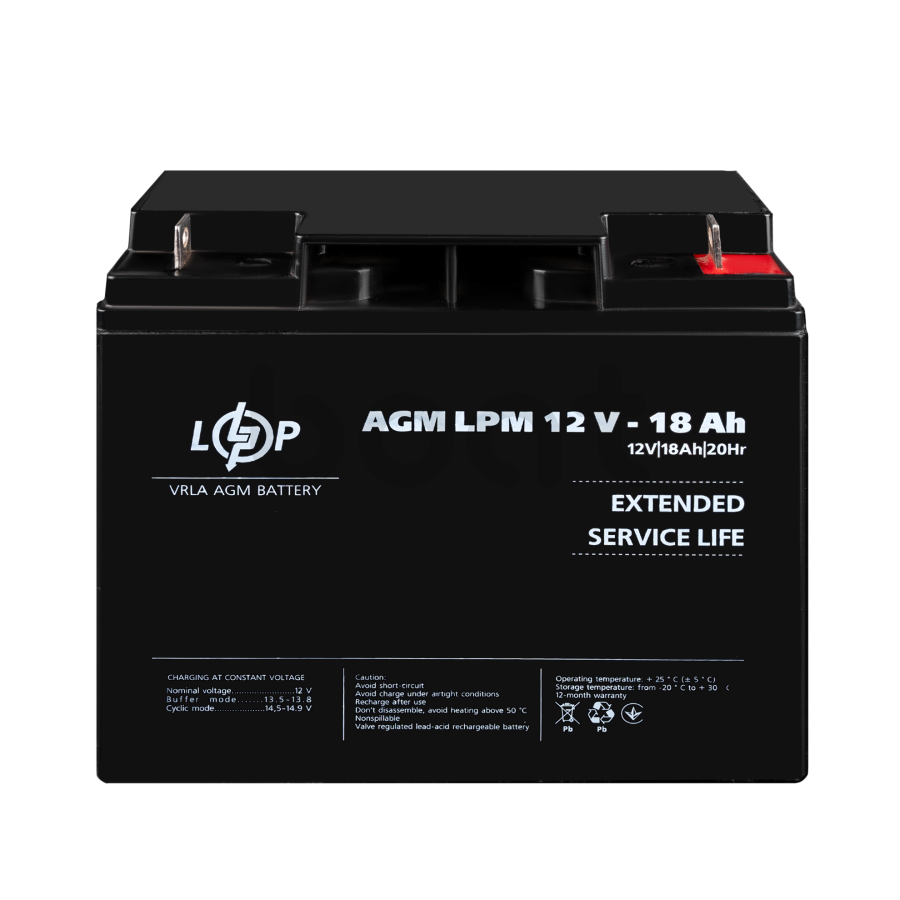 Акумулятор AGM LogicPower LPM 12V - 18 Ah - зображення №2