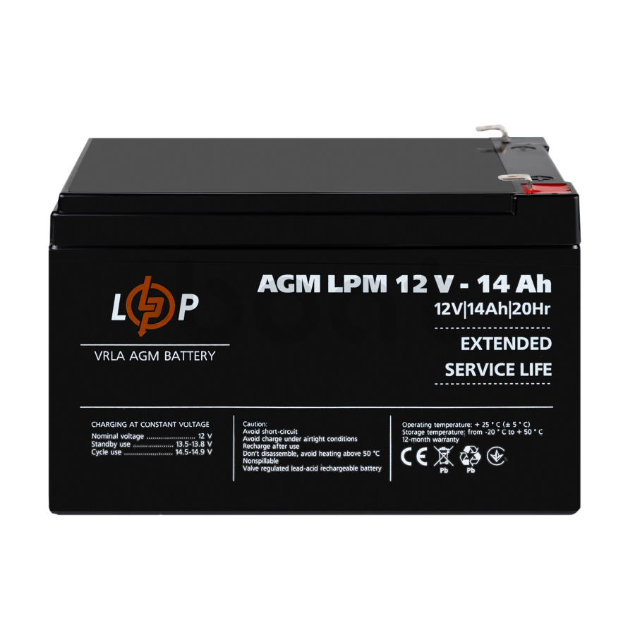 Акумулятор AGM LogicPower LPM 12V - 14 Ah - зображення №2