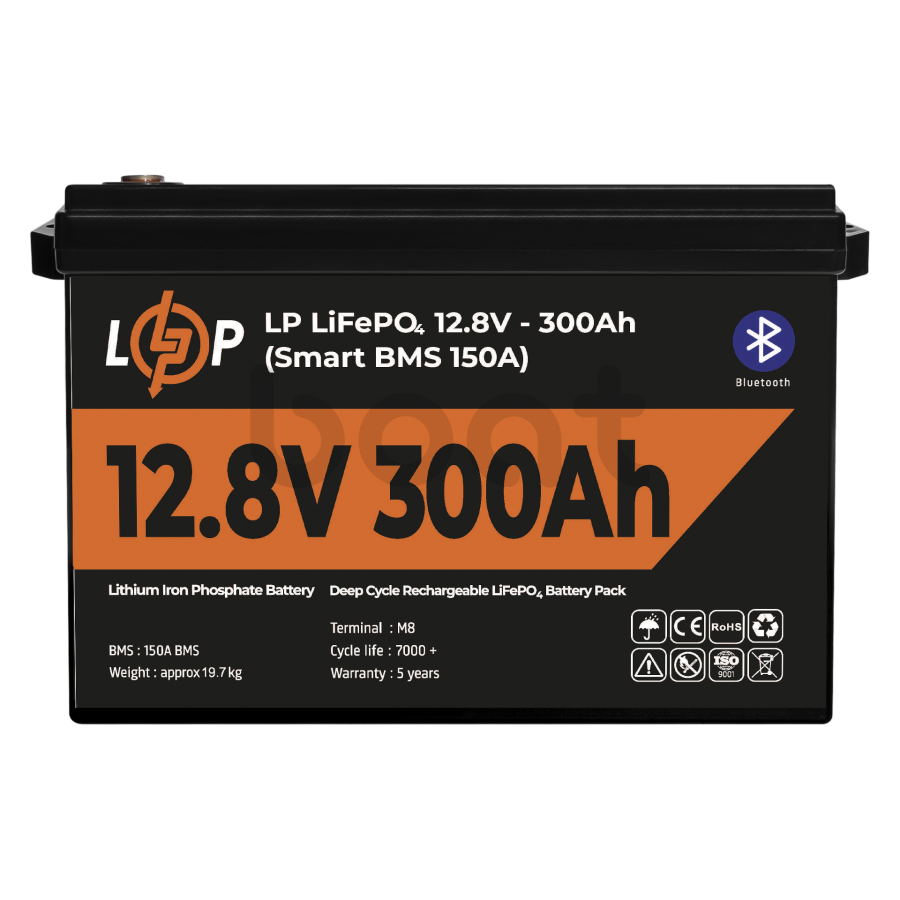 Акумулятор LogicPower LP LiFePO4 12,8V - 300 Ah (3840Wh) (Smart BMS 200А) з BT пластик - зображення №2