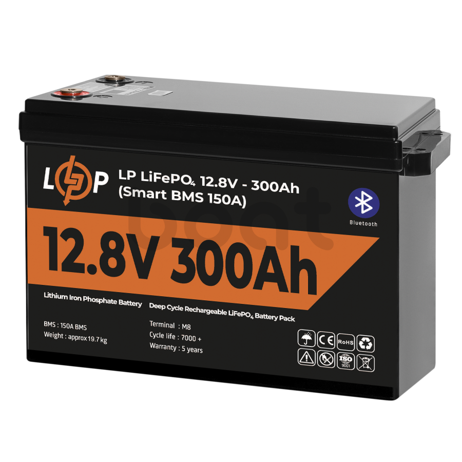 Акумулятор LogicPower LP LiFePO4 12,8V - 300 Ah (3840Wh) (Smart BMS 200А) з BT пластик - зображення №3
