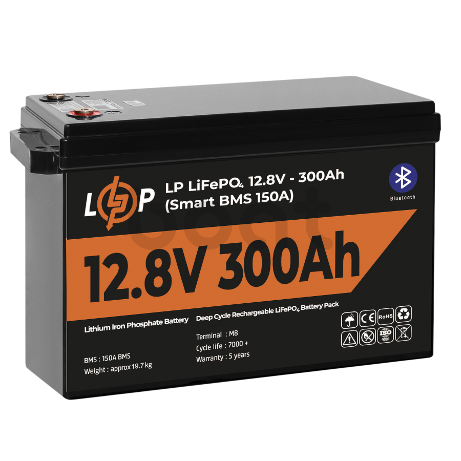 Акумулятор LogicPower LP LiFePO4 12,8V - 300 Ah (3840Wh) (Smart BMS 200А) з BT пластик - зображення №4