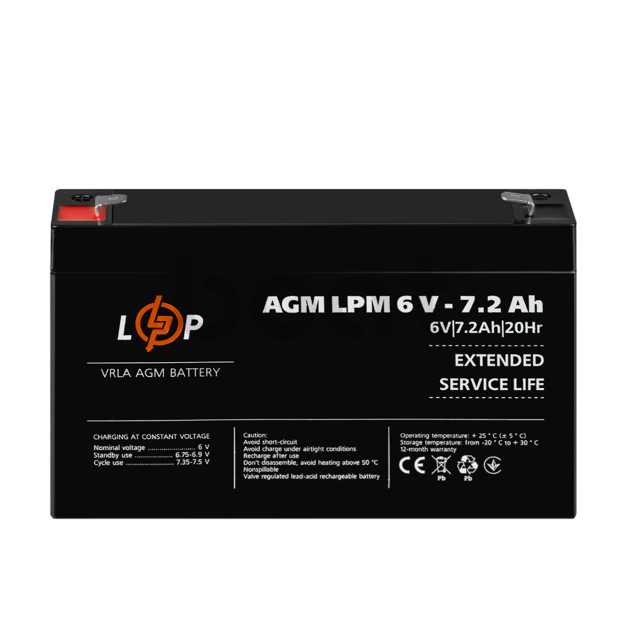 Акумулятор AGM LogicPower LPM 6V - 7.2 Ah - зображення №2