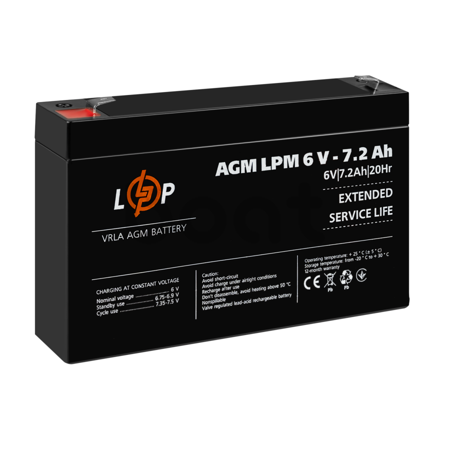 Акумулятор AGM LogicPower LPM 6V - 7.2 Ah - зображення №4