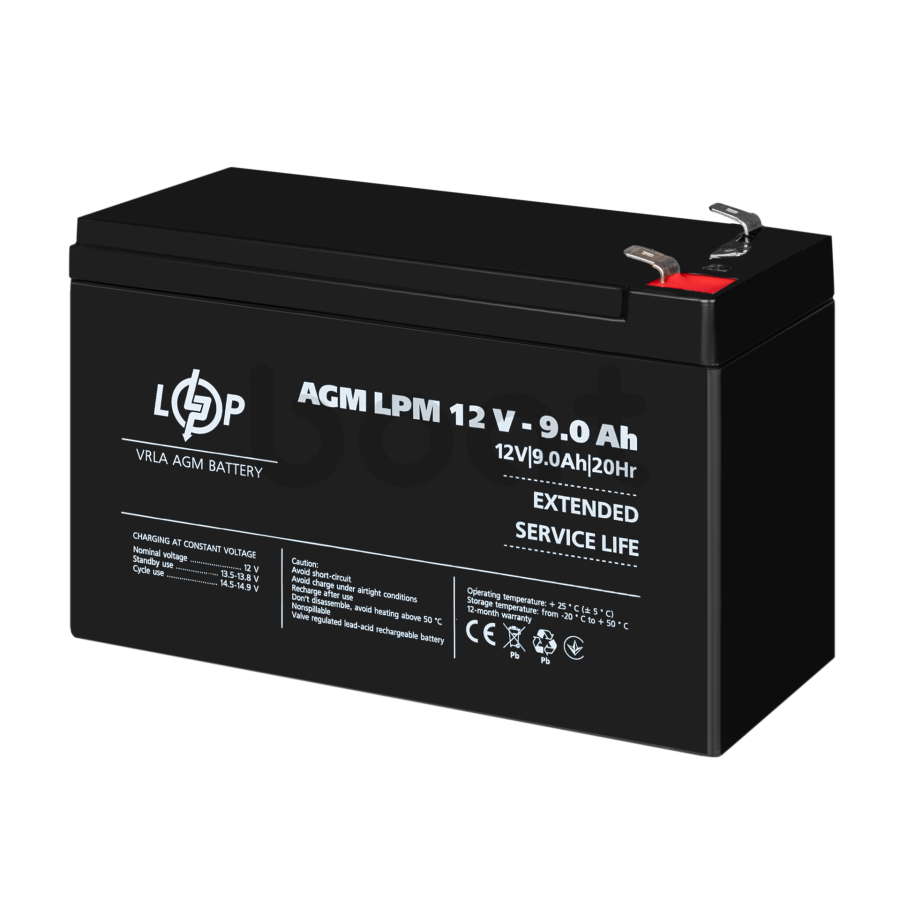 Акумулятор AGM LogicPower LPM 12V - 9 Ah - зображення №3