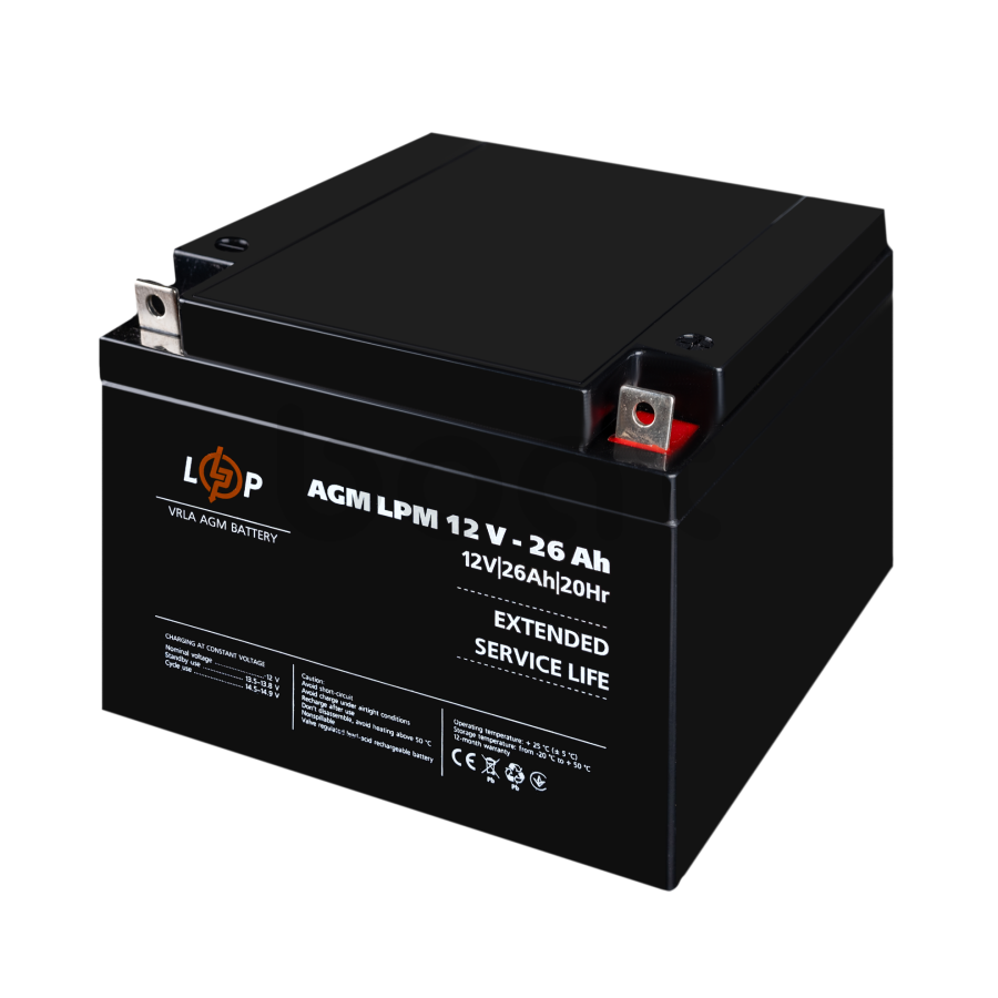Акумулятор AGM LogicPower LPM 12V - 26 Ah - зображення №4