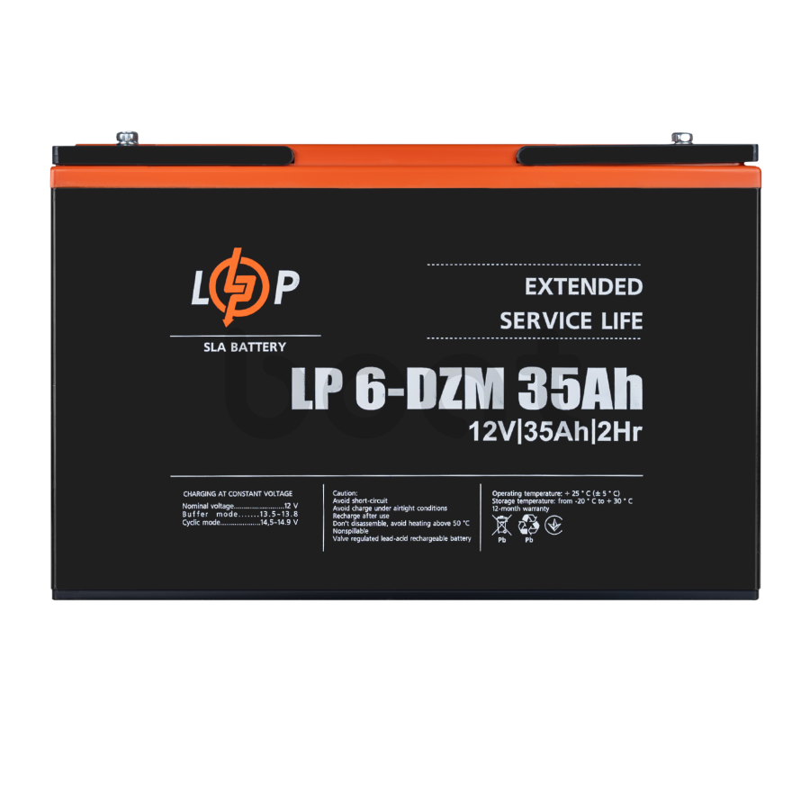Тяговий свинцево-кислотний AGM акумулятор LogicPower LP 6-DZM-35 Ah - зображення №1