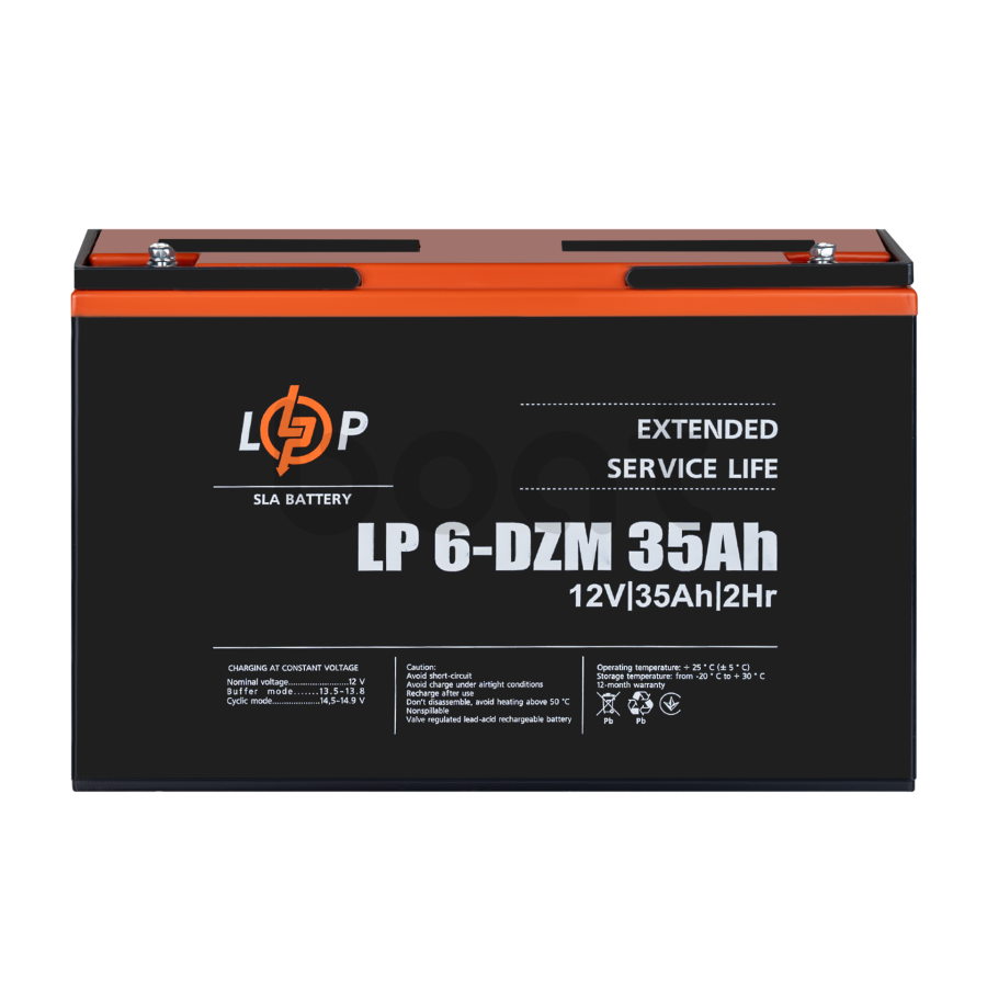 Тяговий свинцево-кислотний AGM акумулятор LogicPower LP 6-DZM-35 Ah - зображення №2