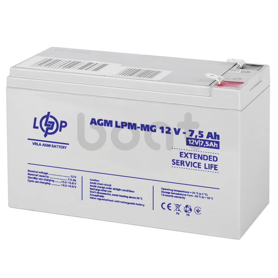Акумулятор мультигелевий LogicPower LPM-MG 12V - 7.5 Ah - зображення №1