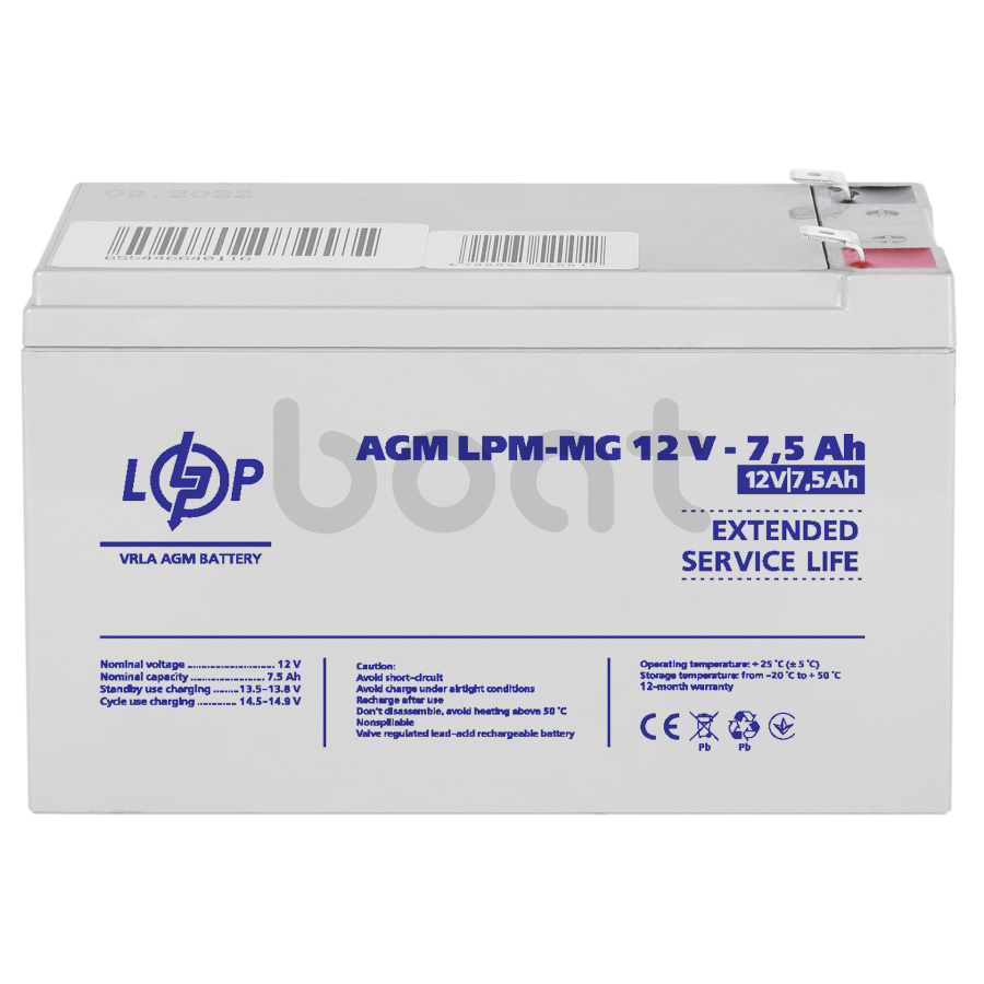 Акумулятор мультигелевий LogicPower LPM-MG 12V - 7.5 Ah - зображення №3