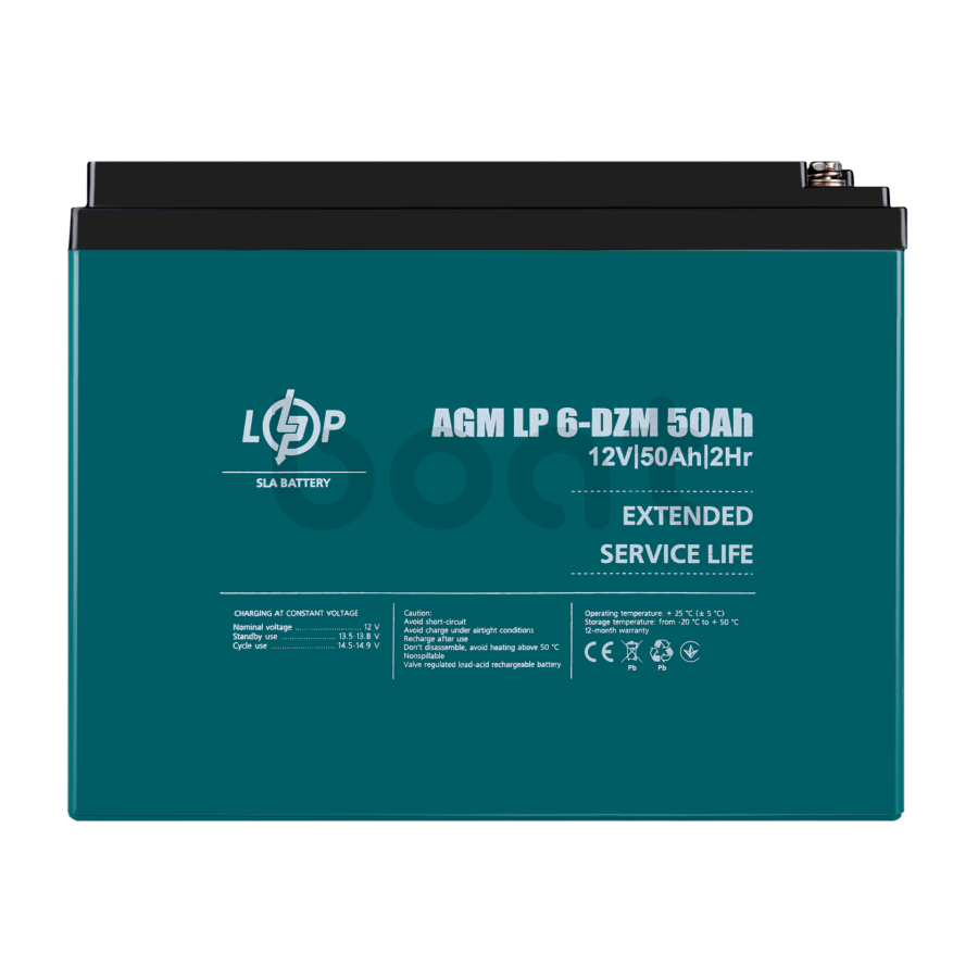 Тяговий свинцево-кислотний AGM акумулятор LogicPower LP 6-DZM-50 Ah - зображення №1