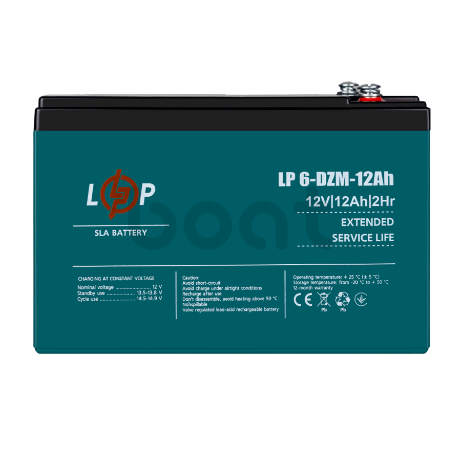 Тяговый свинцово-кислотный AGM аккумулятор LogicPower LP 6-DZM-12 Ah - под Болт М5 - изображение  №3