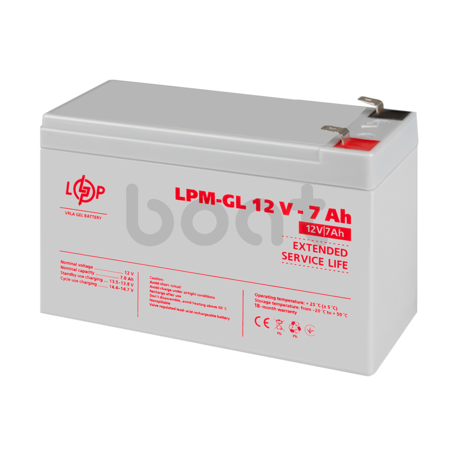 Акумулятор гелевий LogicPower LPM-GL 12V - 7 Ah - зображення №3