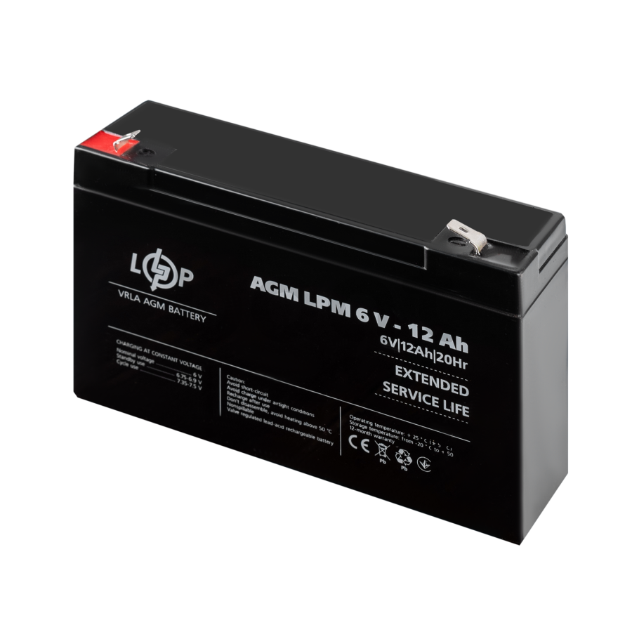 Акумулятор AGM LogicPower LPM 6V - 12 Ah - зображення №3