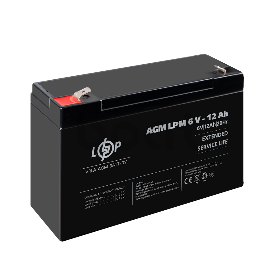 Акумулятор AGM LogicPower LPM 6V - 12 Ah - зображення №4