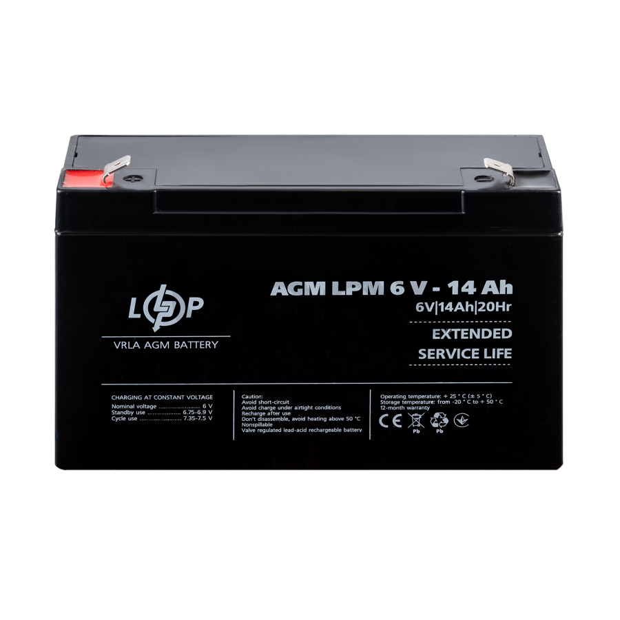 Акумулятор AGM LogicPower LPM 6V - 14 Ah - зображення №2