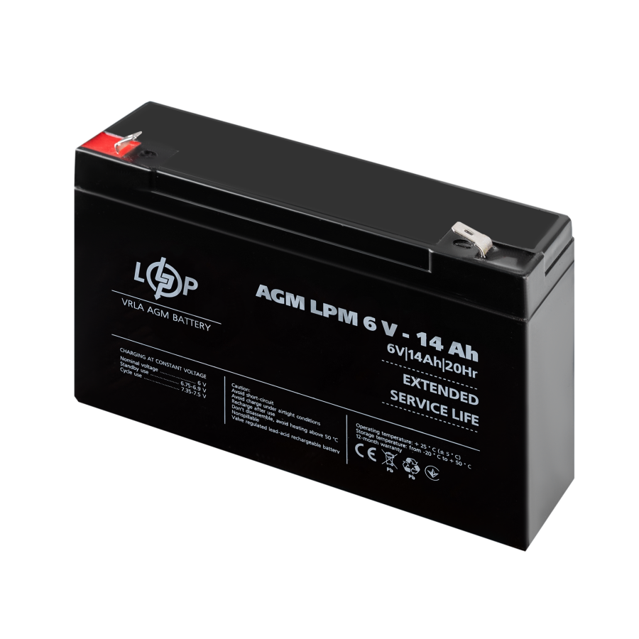 Акумулятор AGM LogicPower LPM 6V - 14 Ah - зображення №3